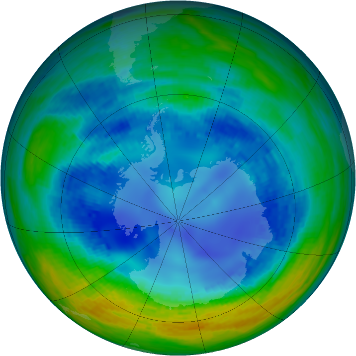 Antarctic ozone map for 18 August 1993